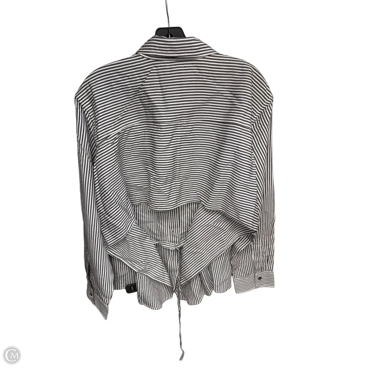 Blouse Long Sleeve By Agolde In Striped Pattern, Size: M