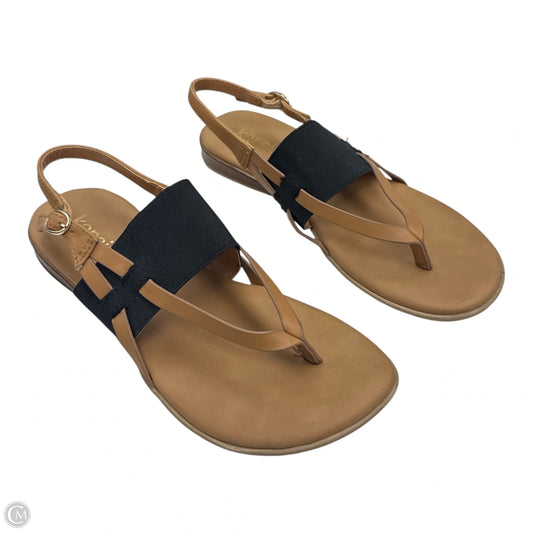 Sandals Flats By Kensie In Black & Tan, Size: 7.5