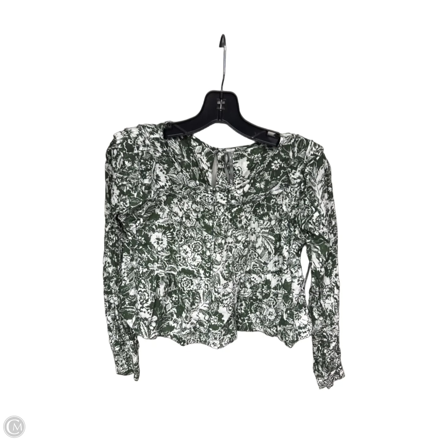 Top Long Sleeve By Anthropologie In Green & White, Size: Xxs