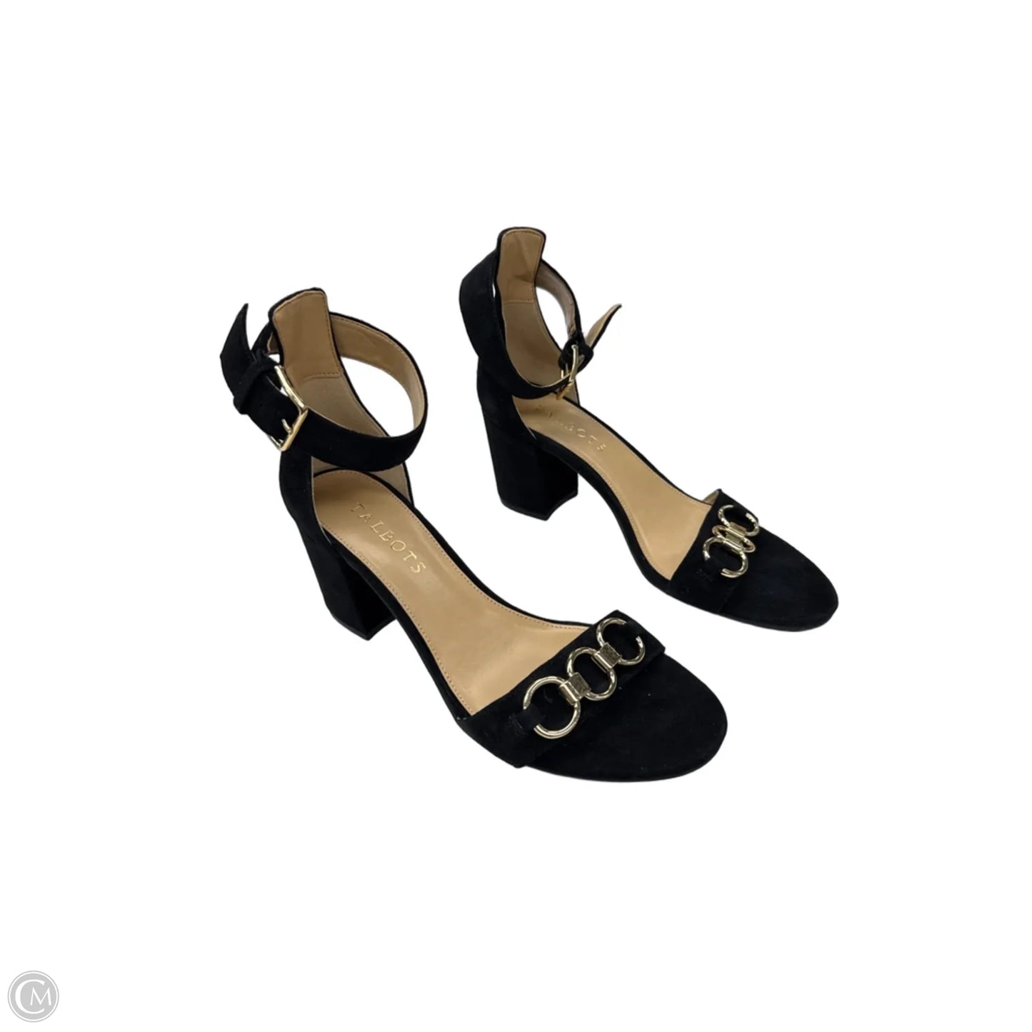 Sandals Heels Block By Talbots In Black & Gold, Size: 6.5