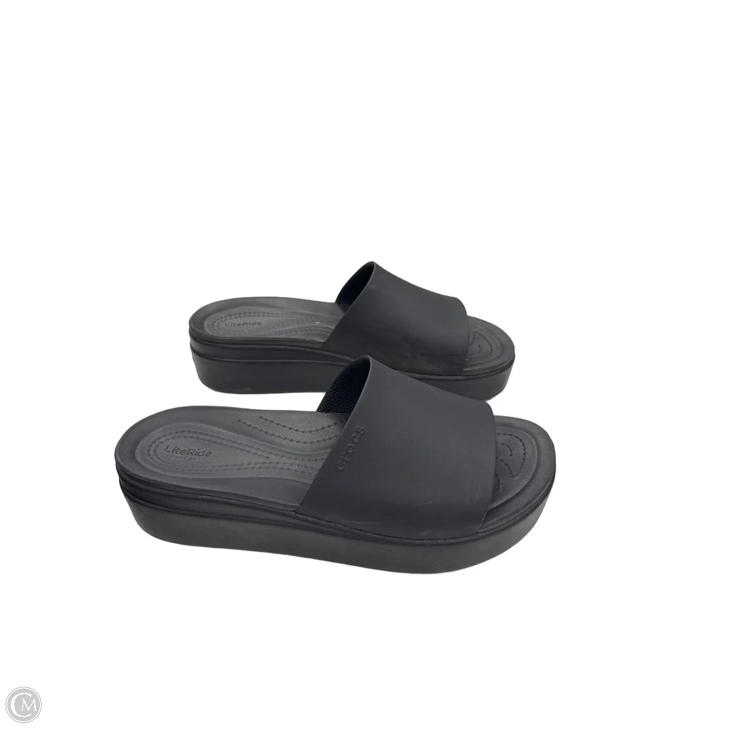 Sandals Heels Platform By Crocs In Black, Size: 10