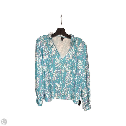Top Long Sleeve By Shein In Blue & White, Size: L