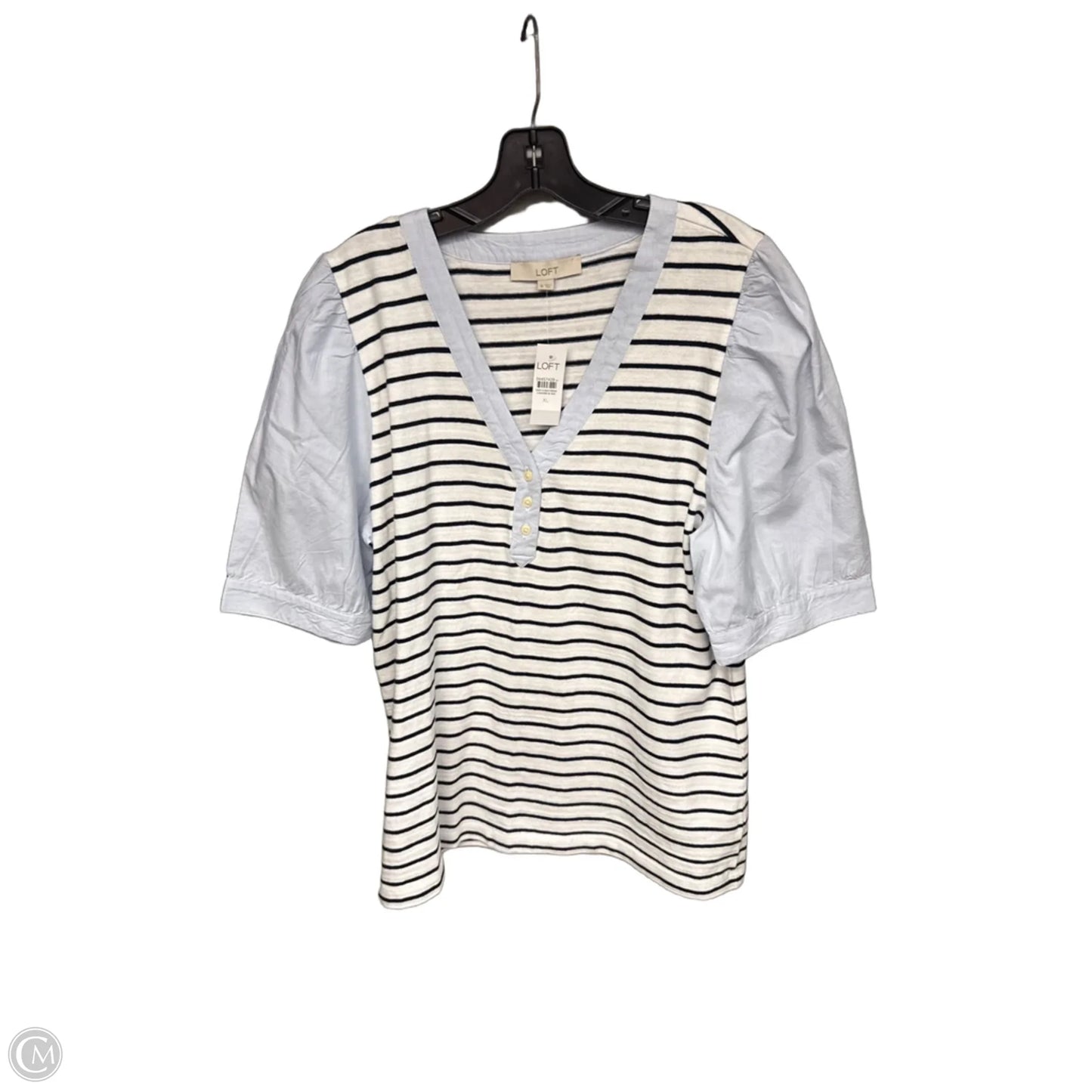 Top Short Sleeve By Loft In Striped Pattern, Size: Xl