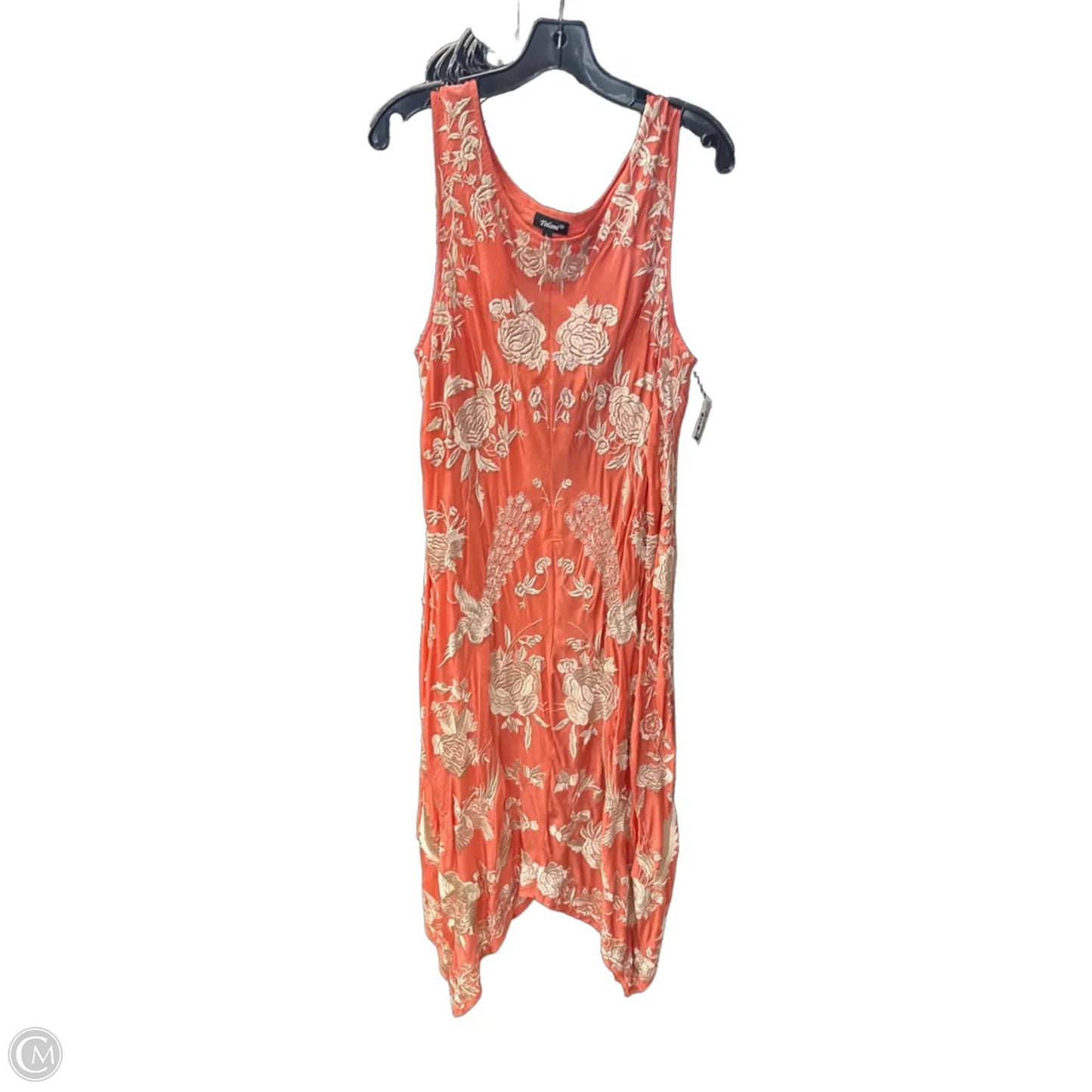 Dress Casual Midi By Tolani In Cream & Orange, Size: L