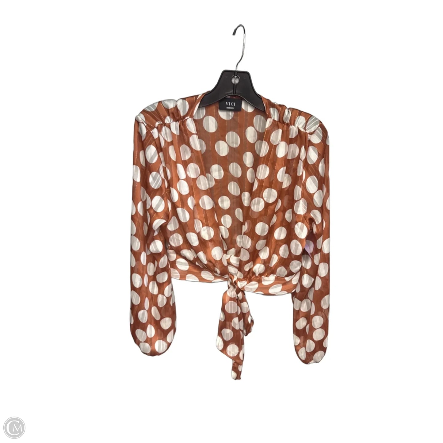 Blouse Long Sleeve By Vici In Polkadot Pattern, Size: M
