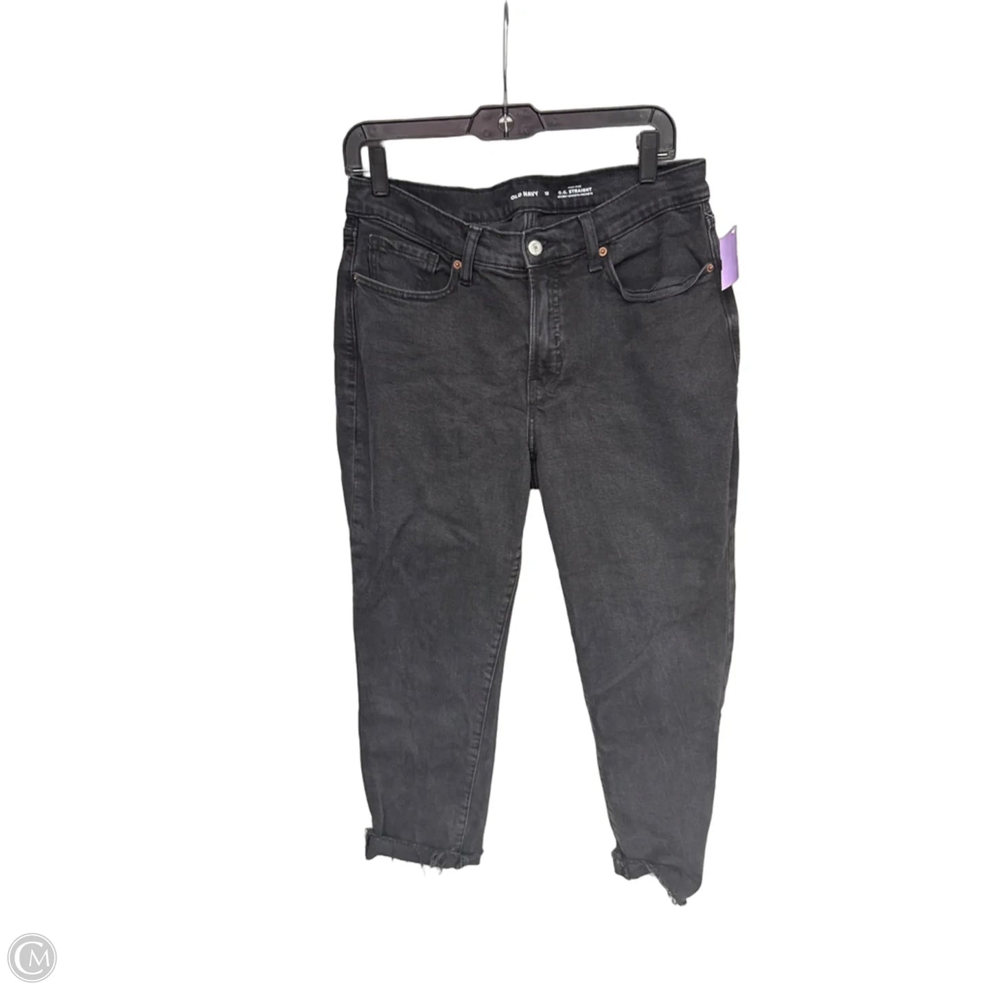 Jeans Straight By Old Navy In Black Denim, Size: 12
