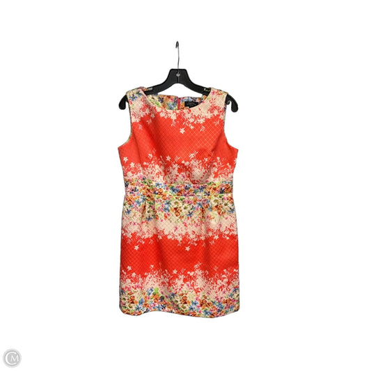 Dress Party Midi By Tahari In Orange & Pink, Size: 12p