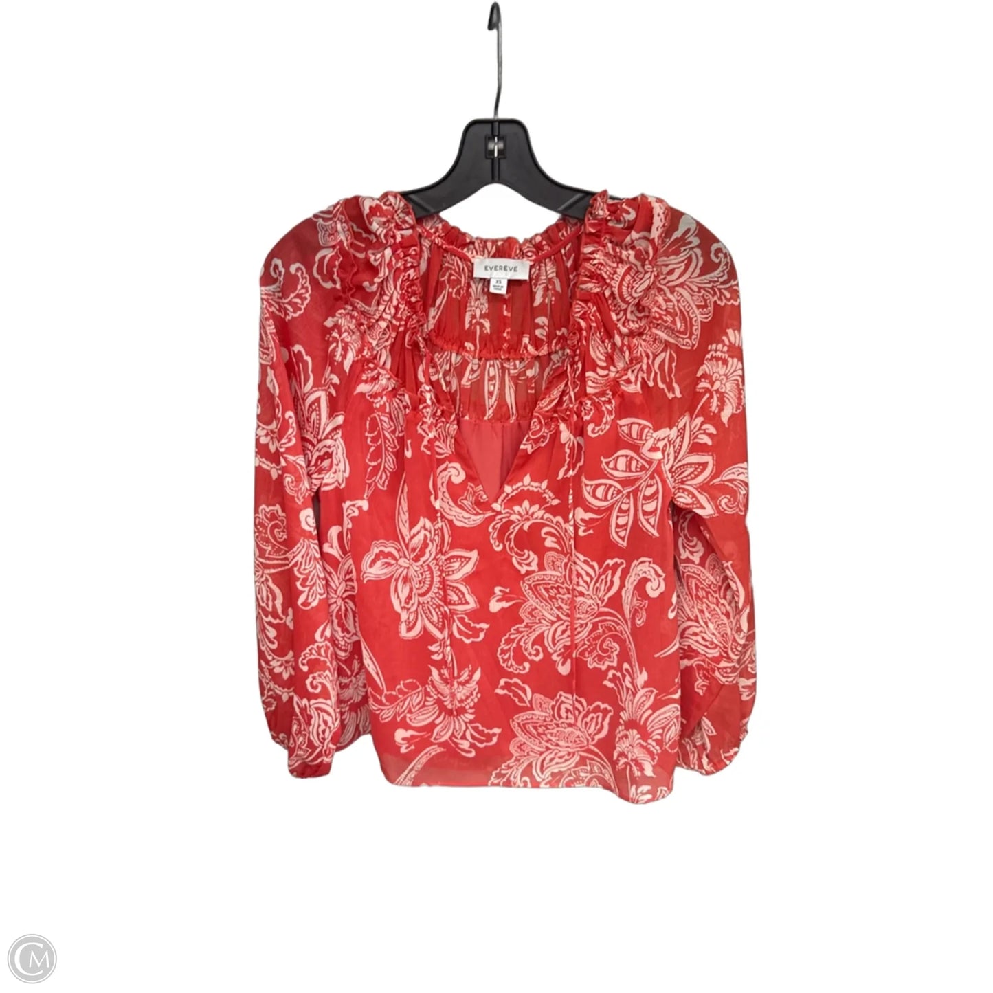 Blouse Long Sleeve By Evereve In Orange, Size: Xs
