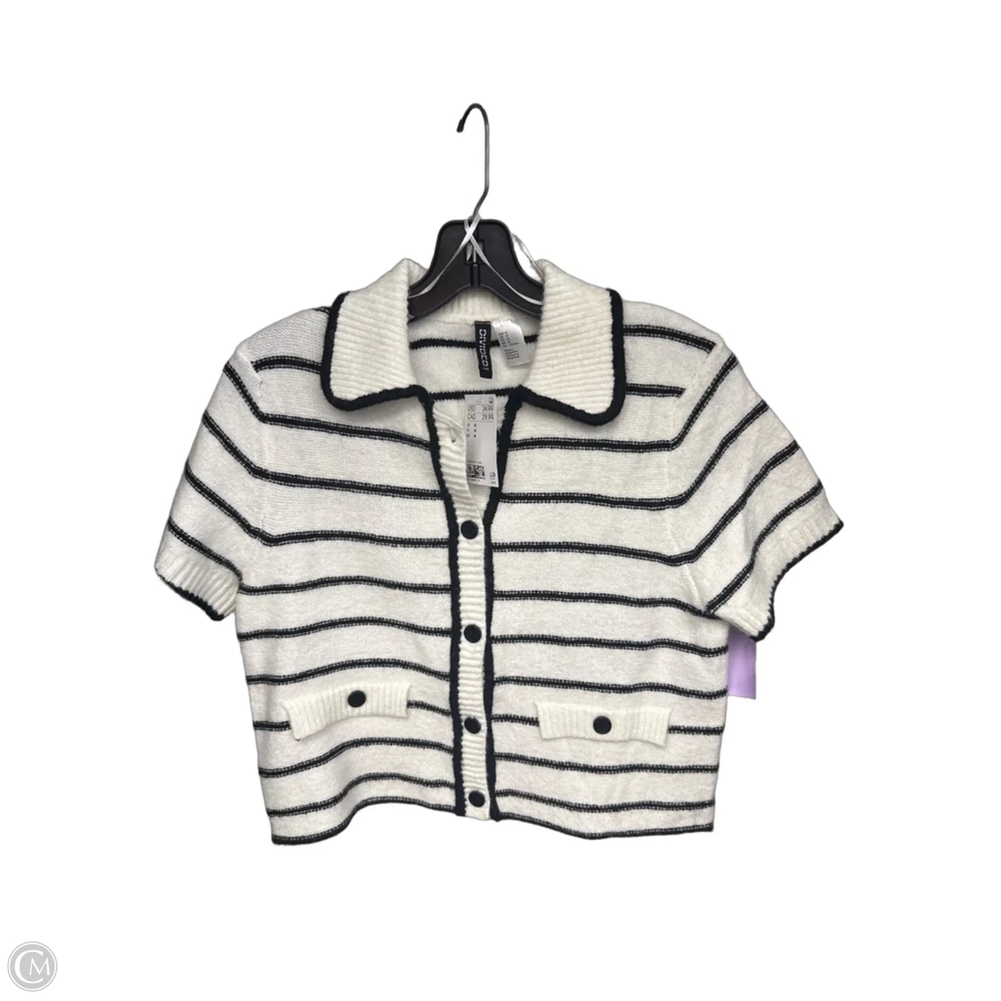 Sweater Short Sleeve By Divided In Striped Pattern, Size: M