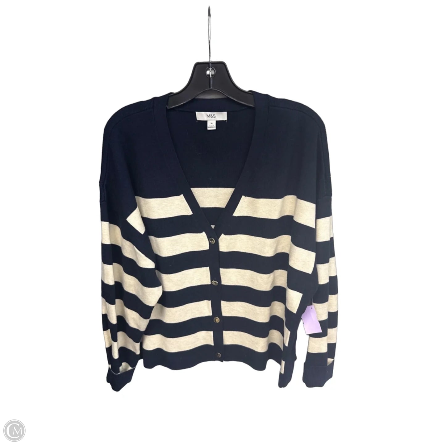 Sweater Cardigan By Clothes Mentor In Striped Pattern, Size: Xl