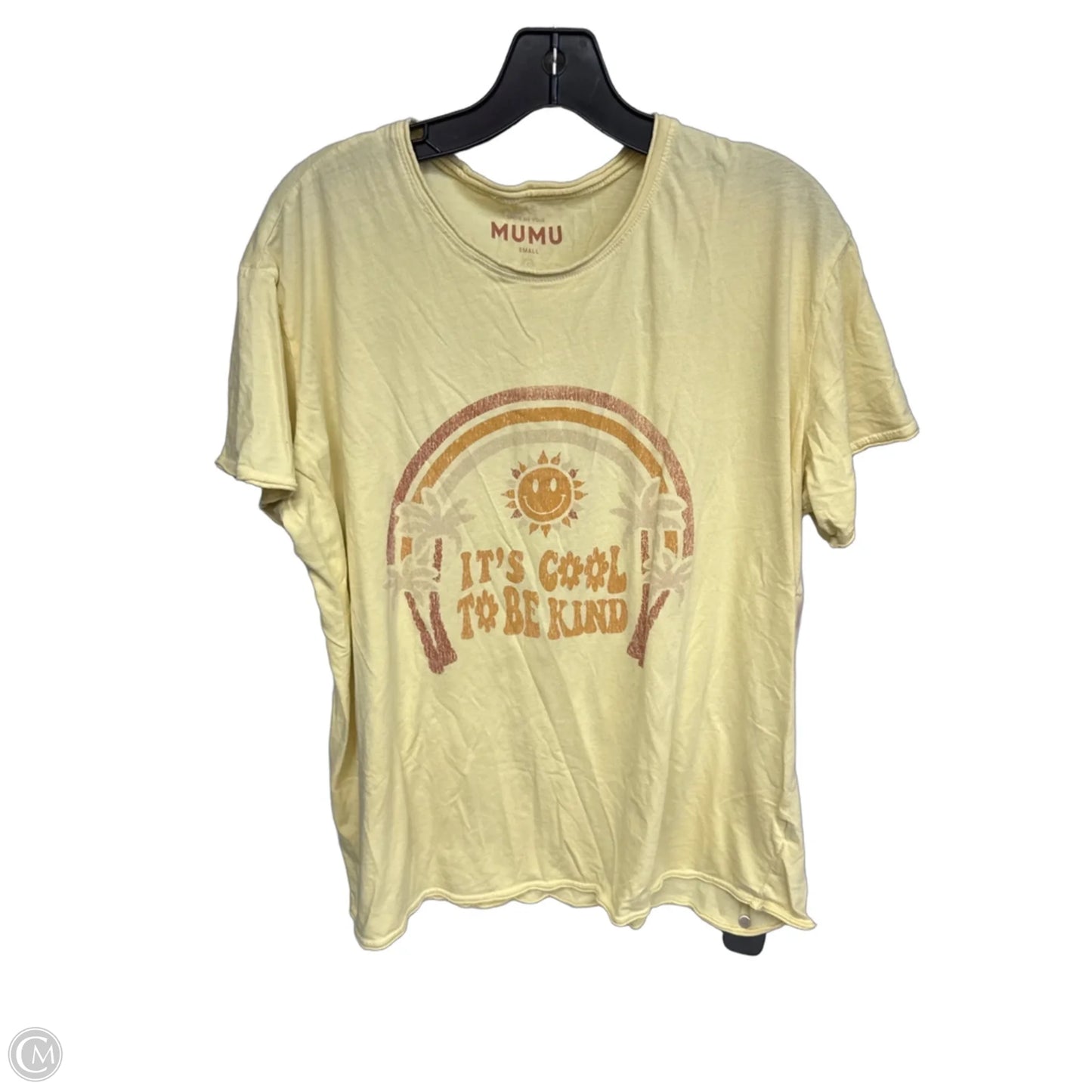 Top Short Sleeve Basic By Show Me Your Mumu In Yellow, Size: S