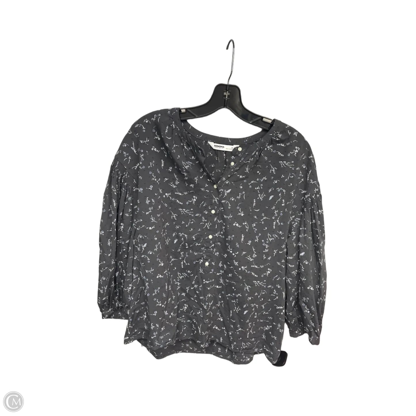 Top 3/4 Sleeve By Sonoma In Grey, Size: M