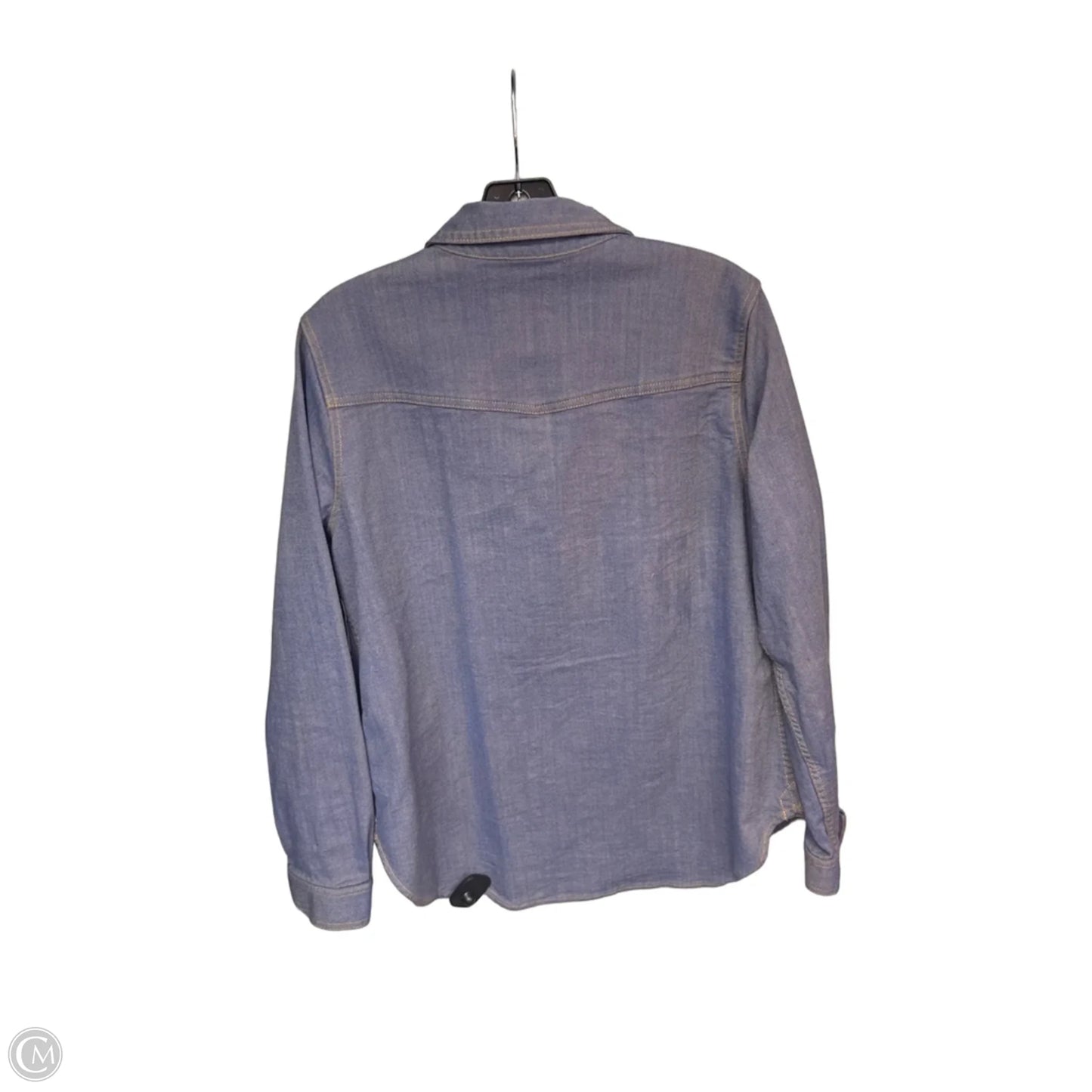 Jacket Shirt By Cabi In Blue Denim, Size: L