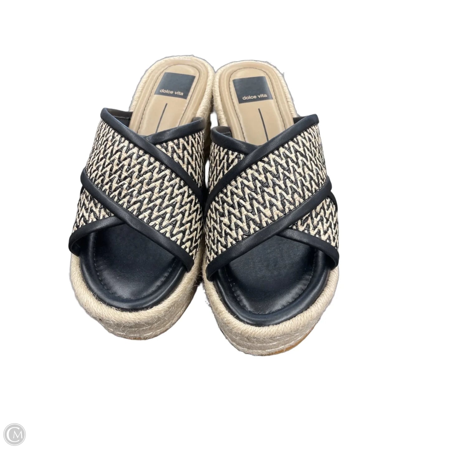 Sandals Heels Wedge By Dolce Vita In Black & Cream, Size: 7.5