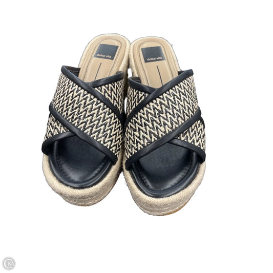 Sandals Heels Wedge By Dolce Vita In Black & Cream, Size: 7.5
