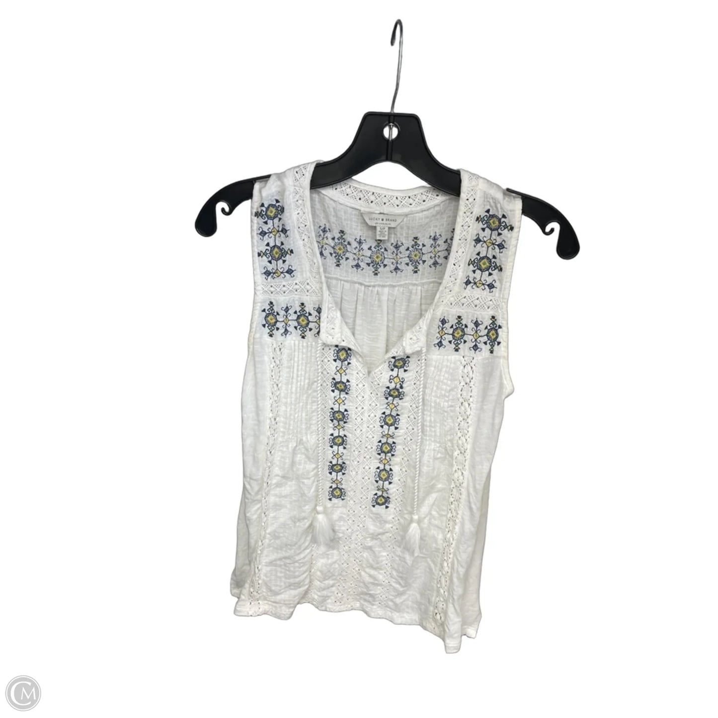 Top Sleeveless By Lucky Brand In Blue & White, Size: S