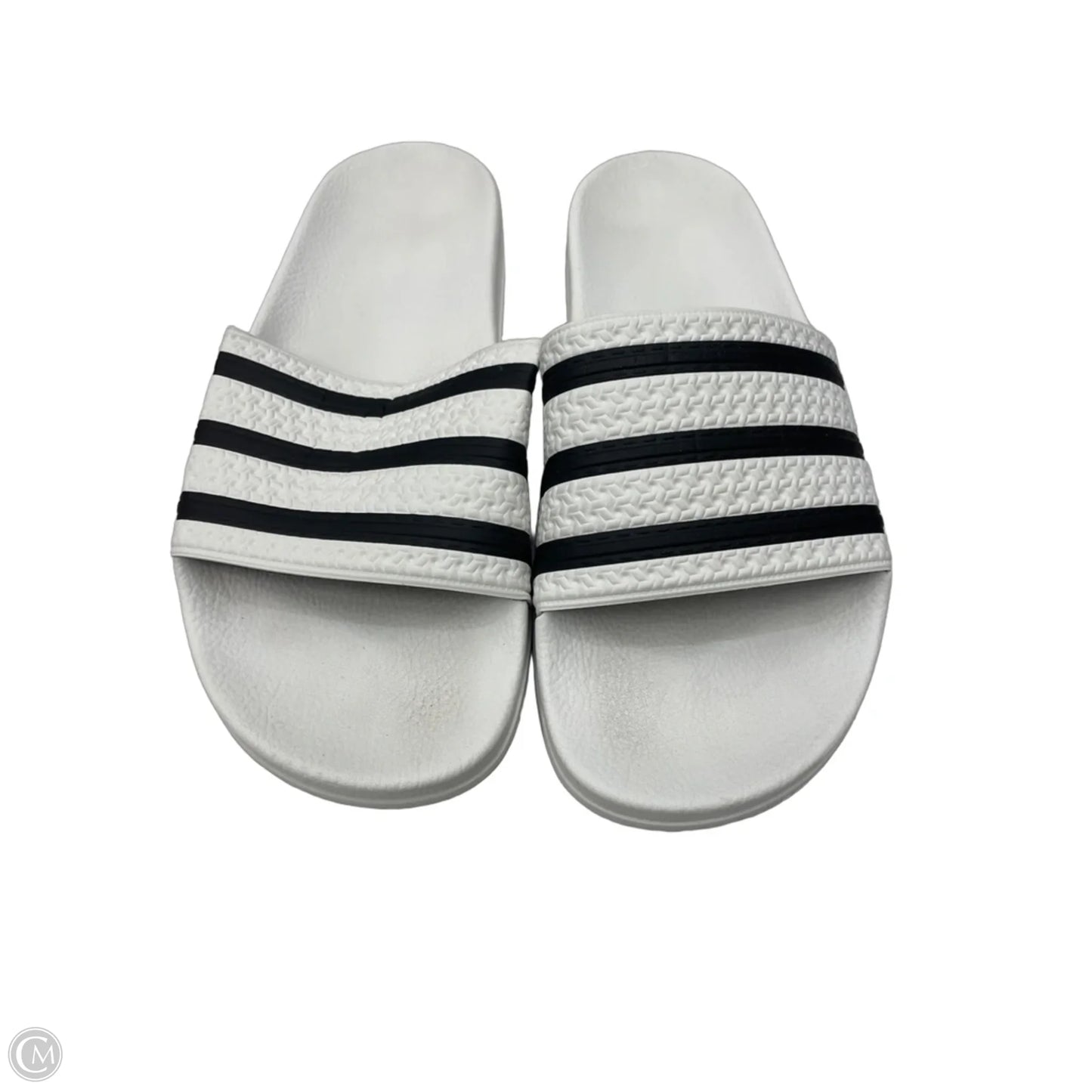 Sandals Flats By Adidas In Black & White, Size: 9