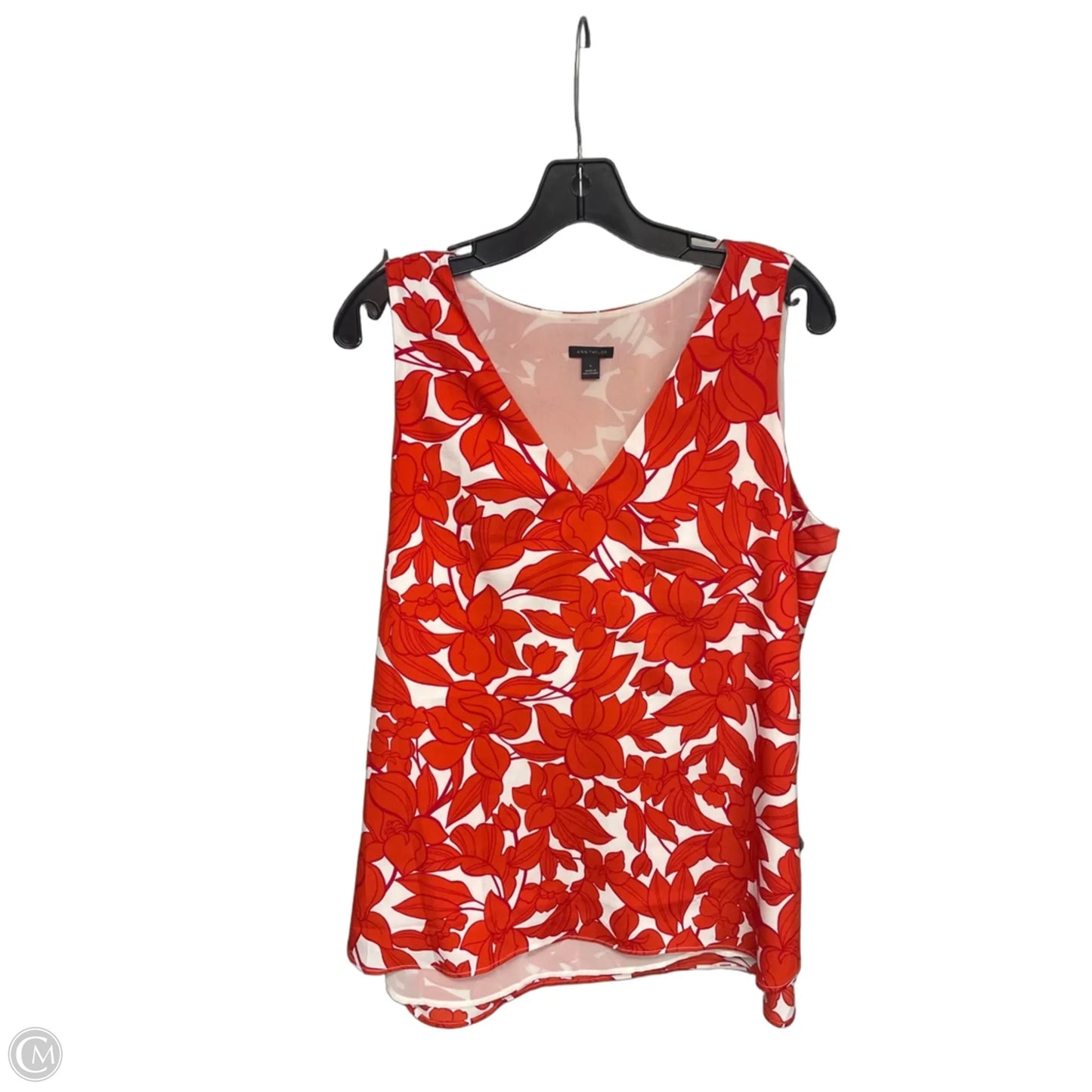 Top Sleeveless By Ann Taylor In Red & White, Size: L