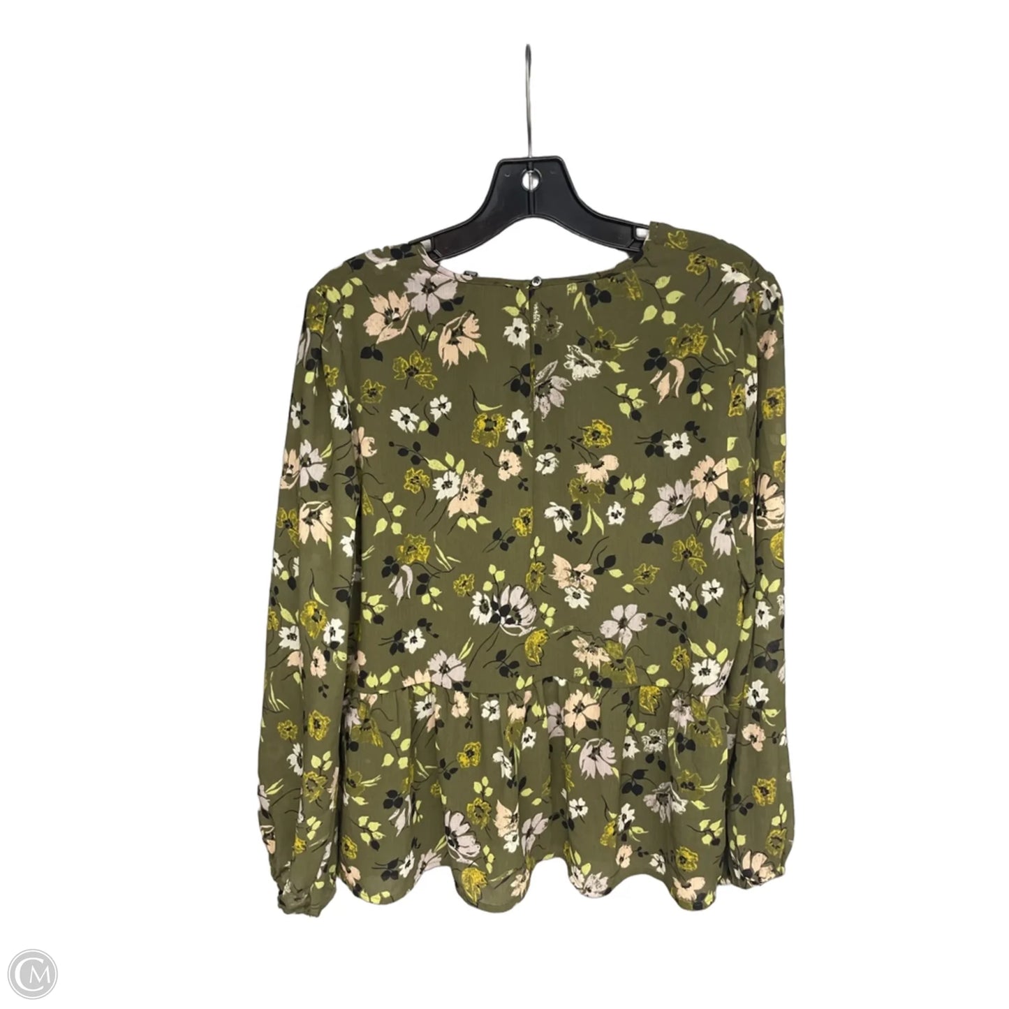 Blouse Long Sleeve By Madewell In Green & Yellow, Size: L