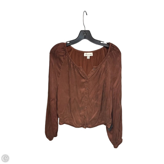 Top Long Sleeve By Cloth & Stone In Brown, Size: M