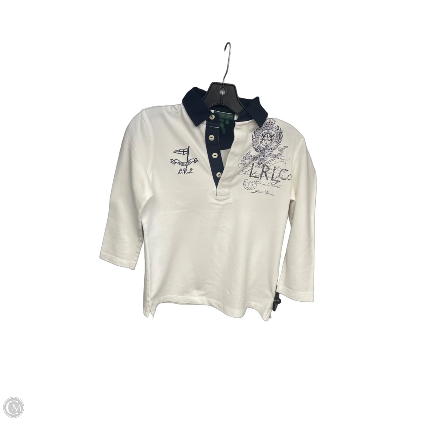 Top 3/4 Sleeve By Lauren Jeans Co In Blue & White, Size: Xs