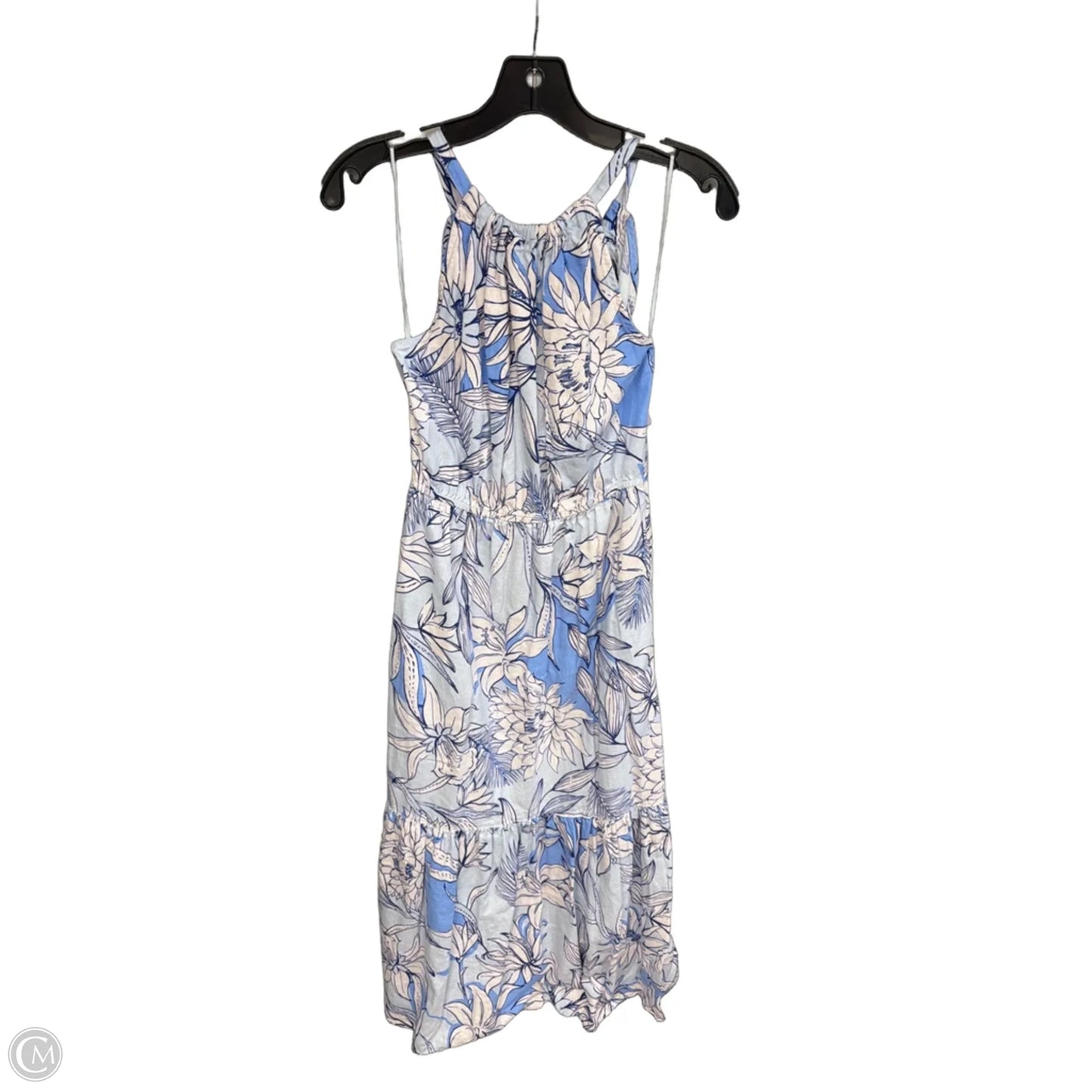 Dress Casual Maxi By Halston In Blue & White, Size: S