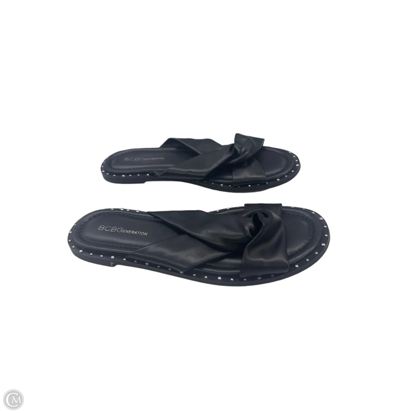 Sandals Flats By Bcbg In Black & Silver, Size: 8.5