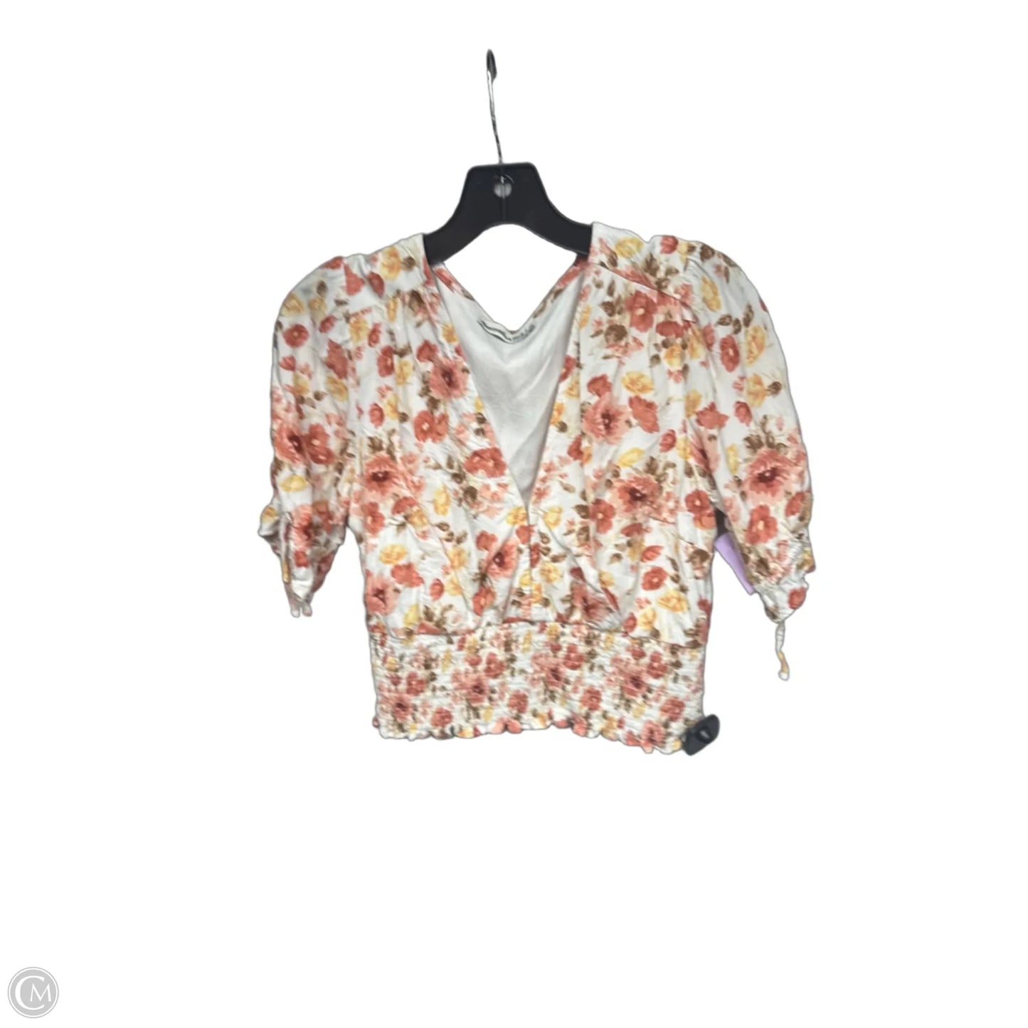 Top Short Sleeve By Abercrombie And Fitch In Orange & Yellow, Size: M