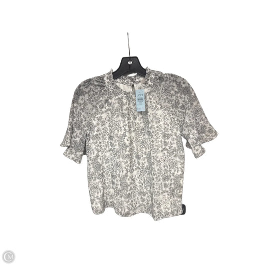 Top Short Sleeve By Loft In Grey & White, Size: Xxsp
