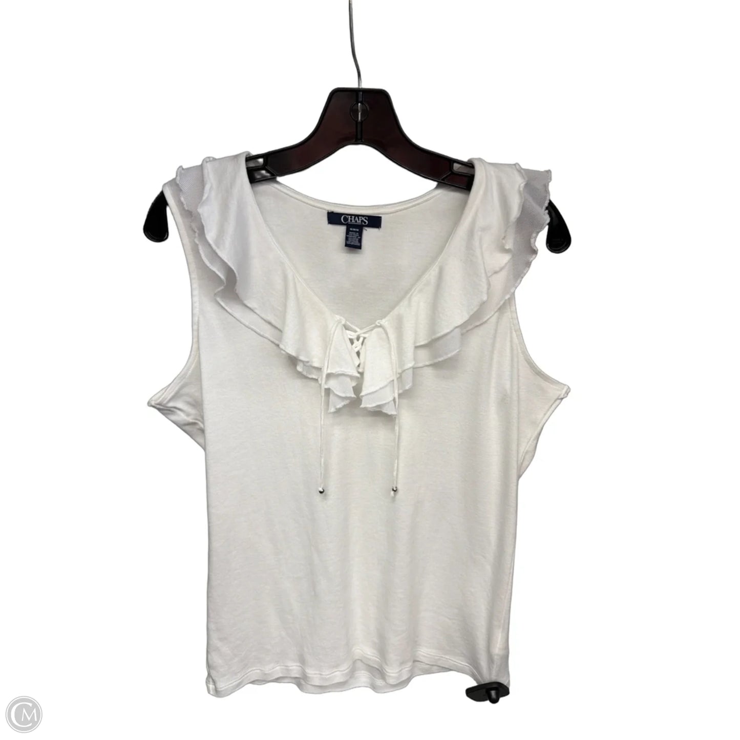 Top Sleeveless By Chaps In White, Size: M