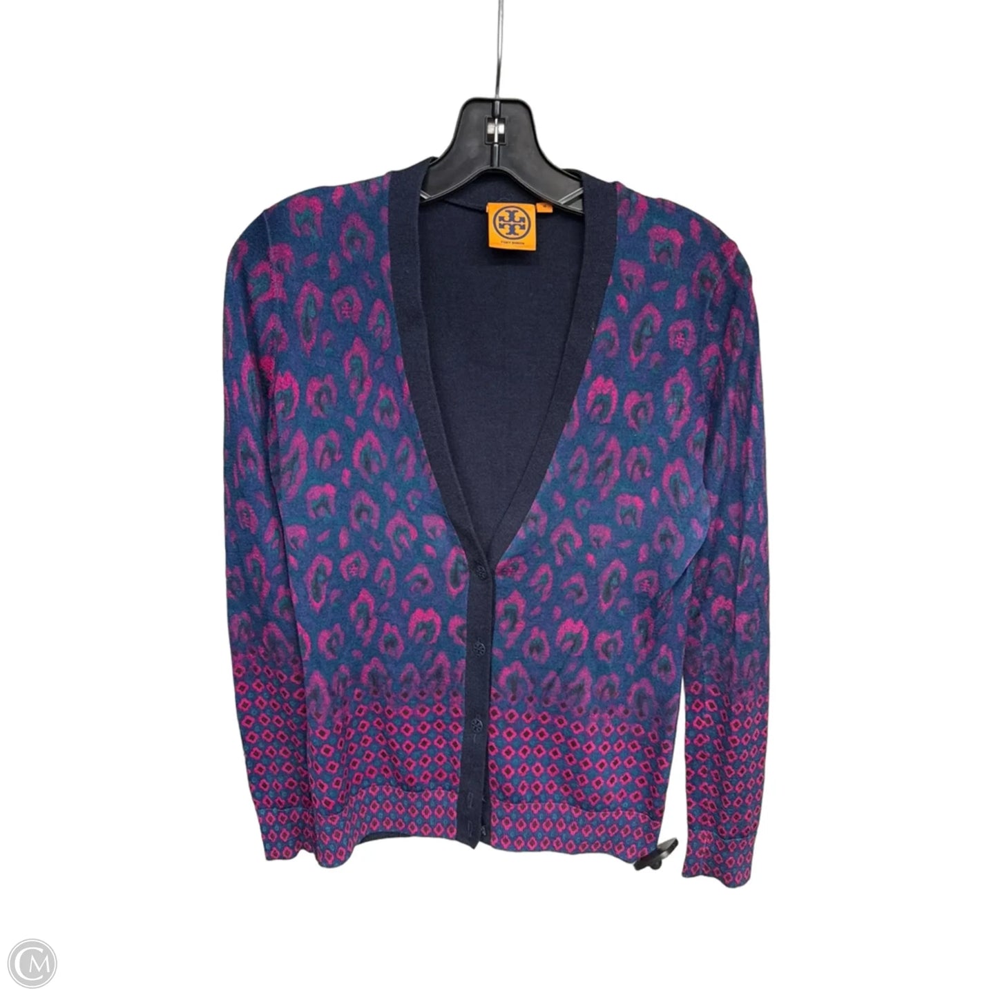 Cardigan Designer By Tory Burch In Blue & Purple, Size: M