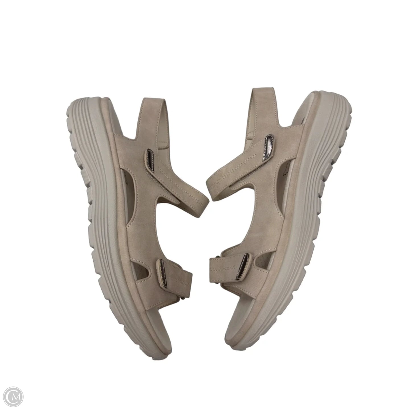 Sandals Heels Wedge By Clothes Mentor In Beige, Size: 9.5