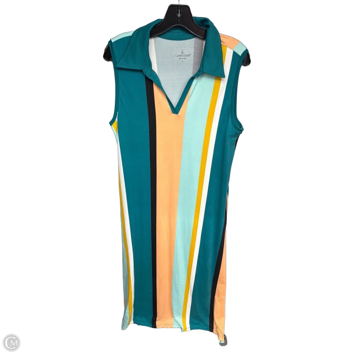Dress Casual Maxi By Cuddl Duds In Green & Orange, Size: L