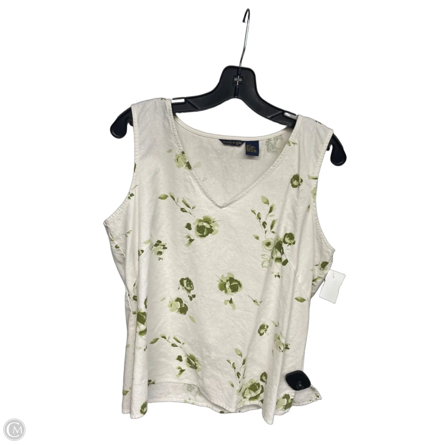 Top Sleeveless By Clothes Mentor In Green & White, Size: L