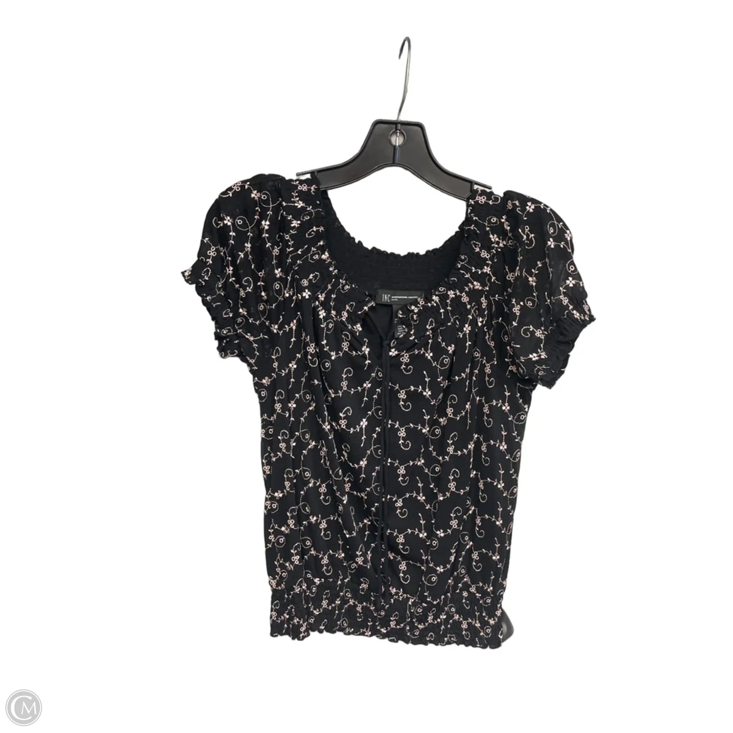 Top Short Sleeve By Inc In Black & Pink, Size: S