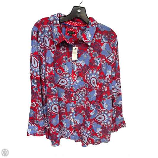 Top Long Sleeve By Talbots In Blue & Red, Size: 2x