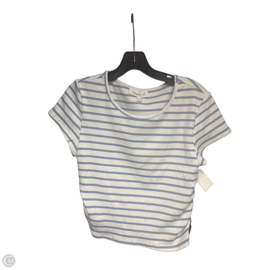 Top Short Sleeve By Pink Rose In Blue & White, Size: Xl