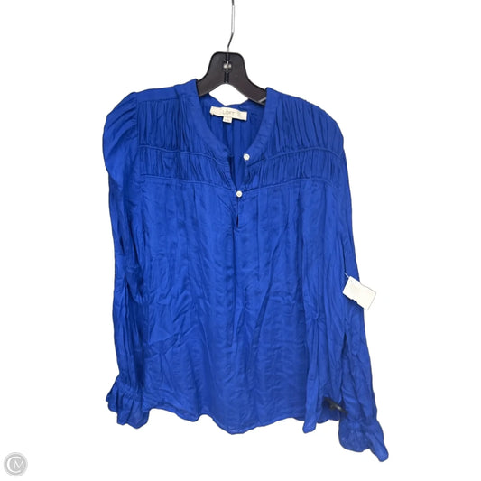 Blouse Long Sleeve By Loft In Blue, Size: Xl