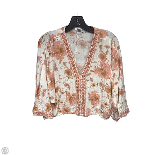 Top Short Sleeve By Cmc In Pink & White, Size: M