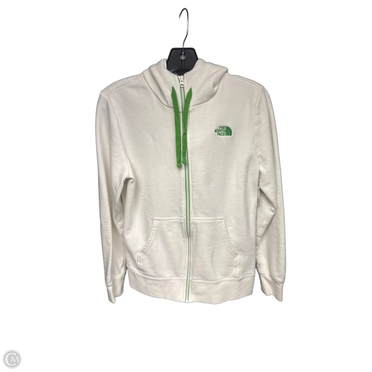Athletic Sweatshirt Hoodie By The North Face In Green & White, Size: M