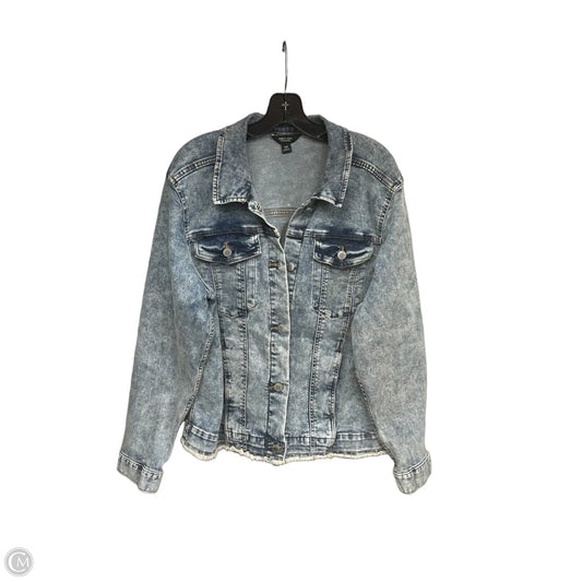 Jacket Denim By Simply Vera In Blue Denim, Size: Xxl