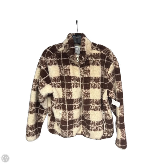 Jacket Faux Fur & Sherpa By Offline In Brown & Cream, Size: M