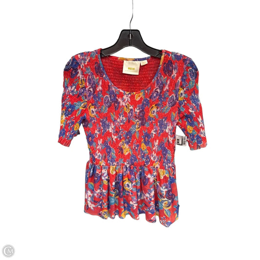 Top Short Sleeve By Maeve In Purple & Red, Size: S
