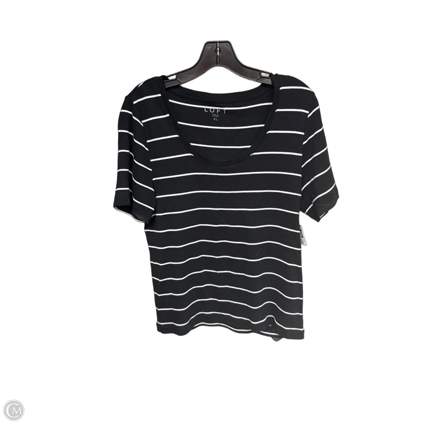 Top Short Sleeve By Loft In Black & White, Size: Xl