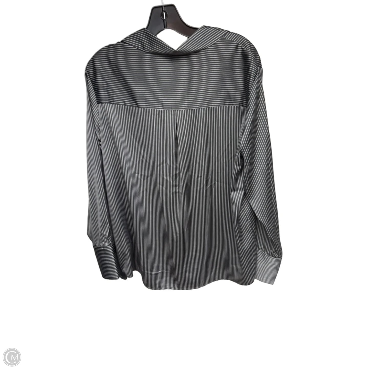 Blouse Long Sleeve By Maison Damelie In Grey & White, Size: M