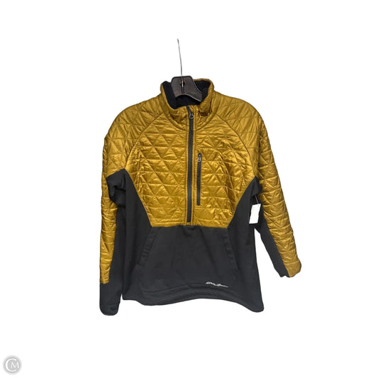 Jacket Puffer & Quilted By Eddie Bauer In Black & Gold, Size: M
