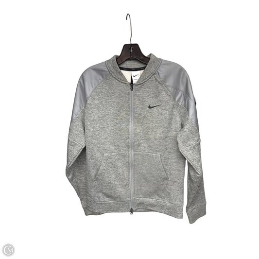 Athletic Jacket By Nike In Grey, Size: S