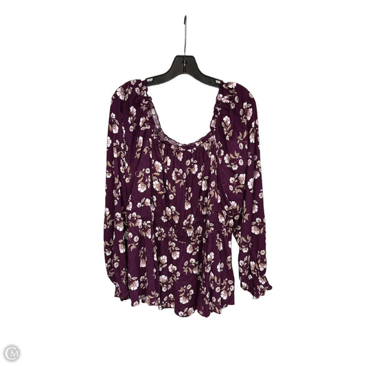 Top 3/4 Sleeve By Torrid In Purple & White, Size: 2x