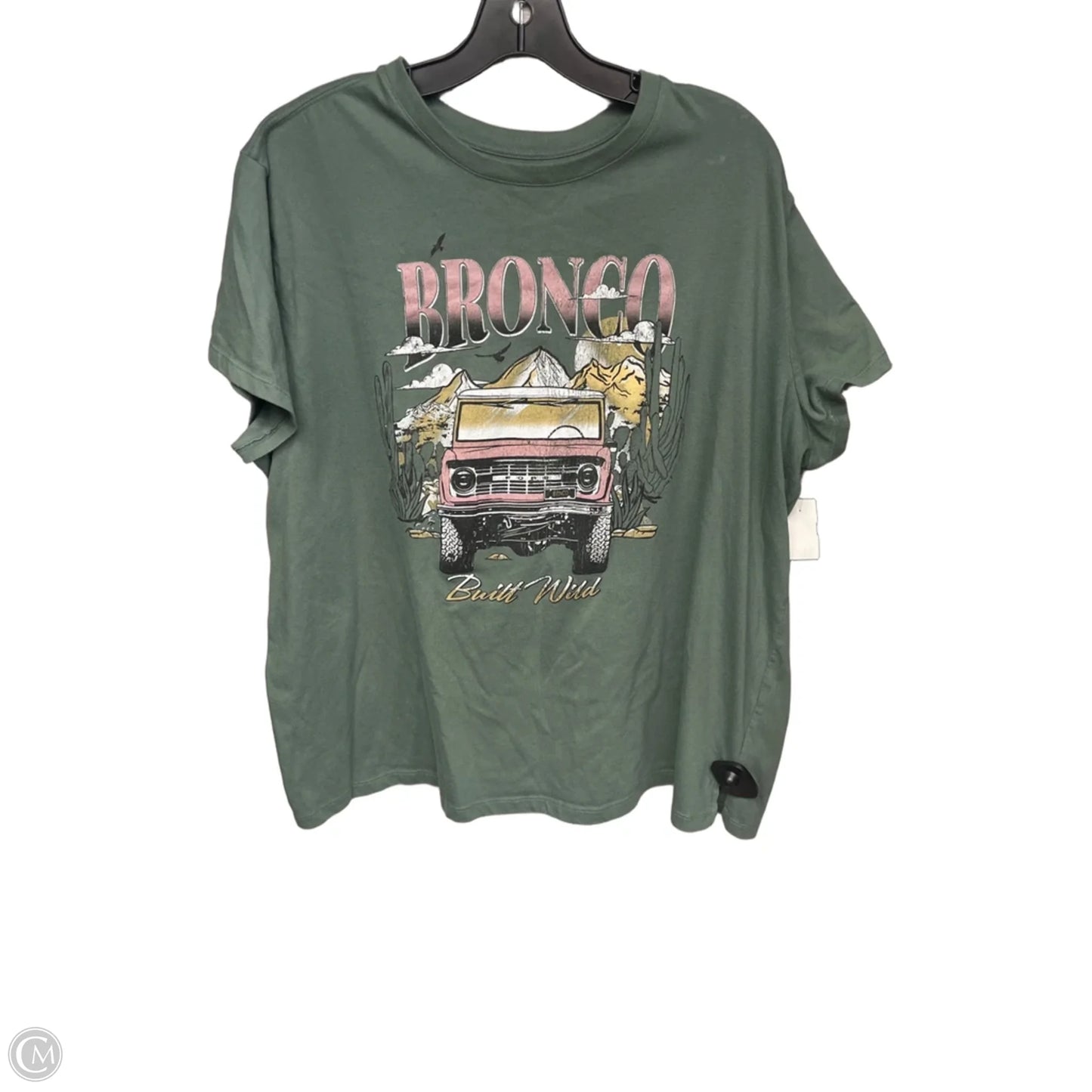 Top Short Sleeve By Clothes Mentor In Green & Pink, Size: 2x