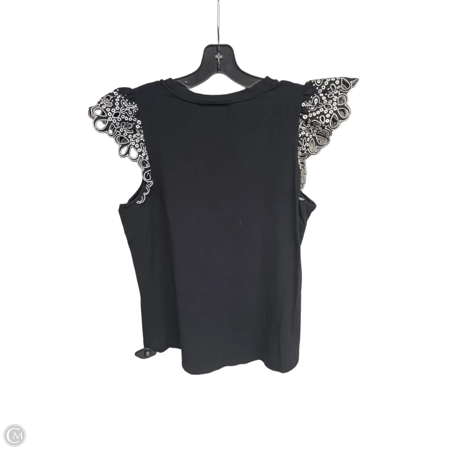 Top Short Sleeve By Chicos In Black & White, Size: L